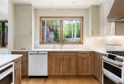 Bridgewood, Bespoke White Oak, Mission, Cashmere; Uppers, Painted Maple, Mission, Accessible Beige