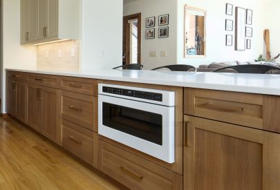 Bridgewood, Bespoke White Oak, Mission, Cashmere; Uppers, Painted Maple, Mission, Accessible Beige