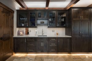 Knotty Alder kitchen cabinetry in Koala stain by Bridgewood Cabinetry