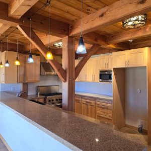 Picture of the kitchen before. Golden Oak wood trim